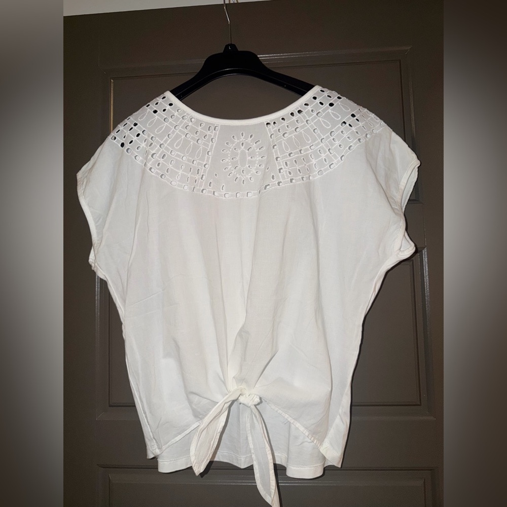 Women's White Eyelet Yoke Blouse Calligraphie brand